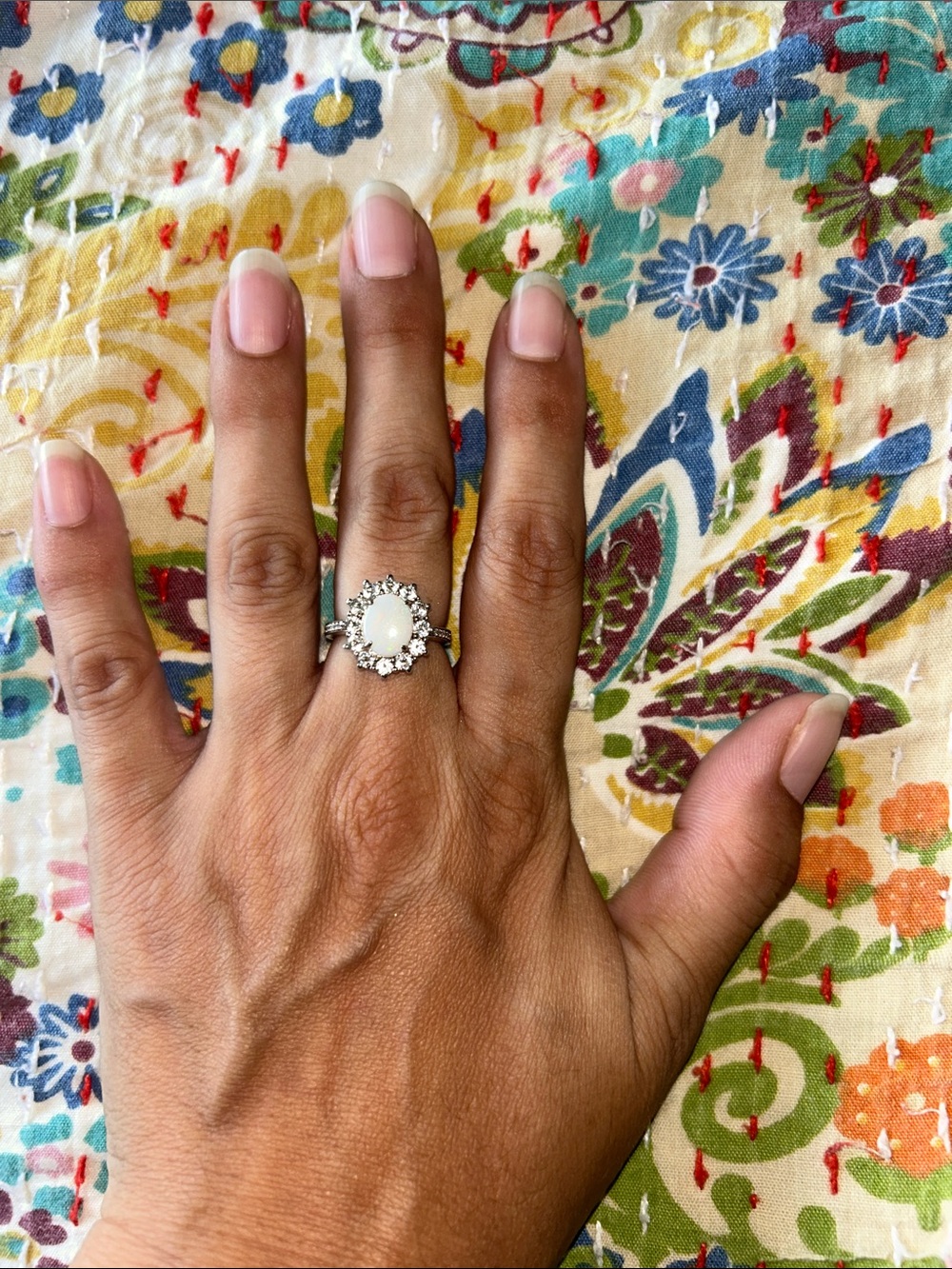 Macy’s Silver Oval Cut Opal Ring Size 5